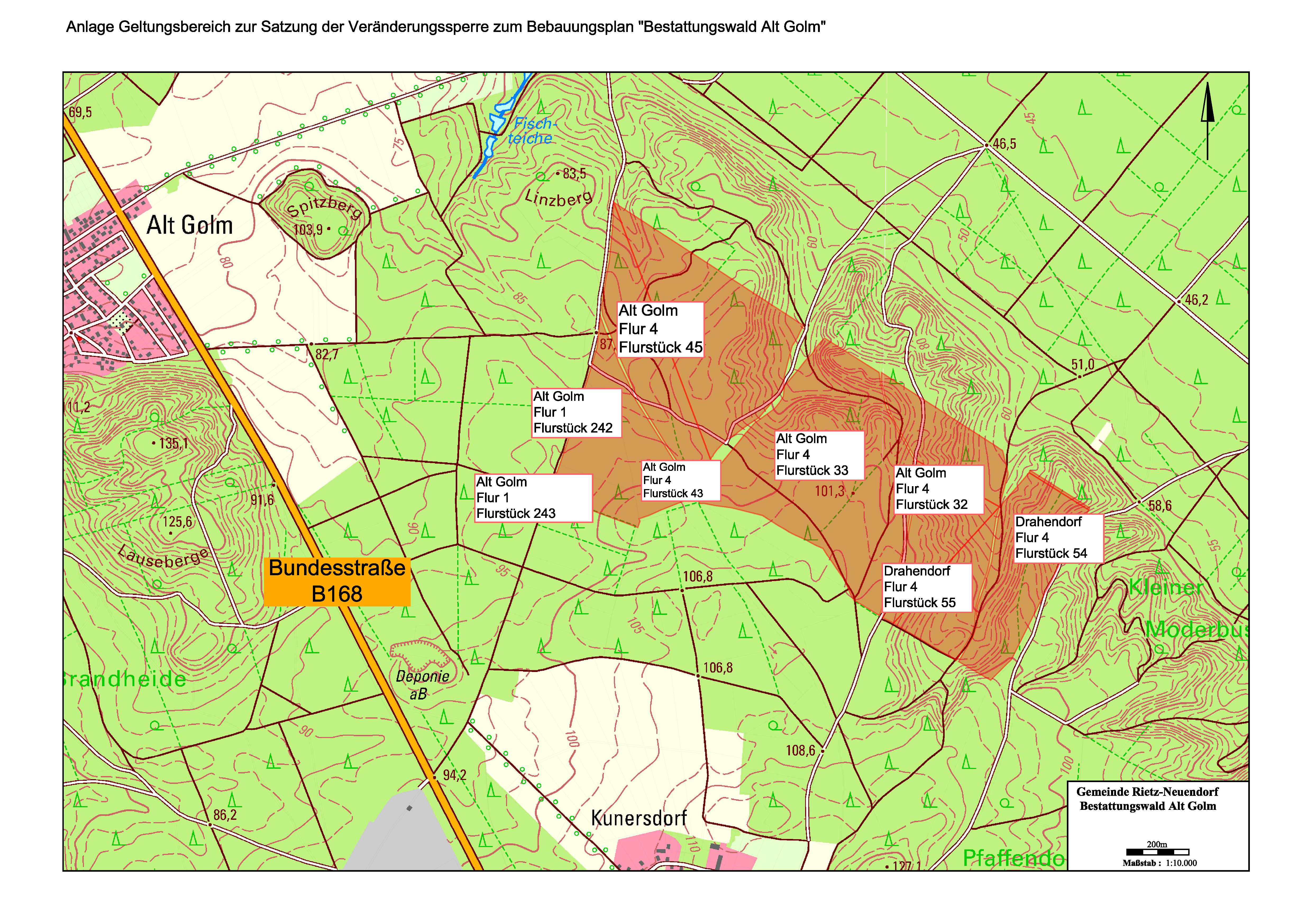 Bild vergr&ouml;&szlig;ern: B-0595-2025 - Anlage Geltungsbereich zur Satzung der Ver&auml;nderungssperre Bestattungswald Alt Golm