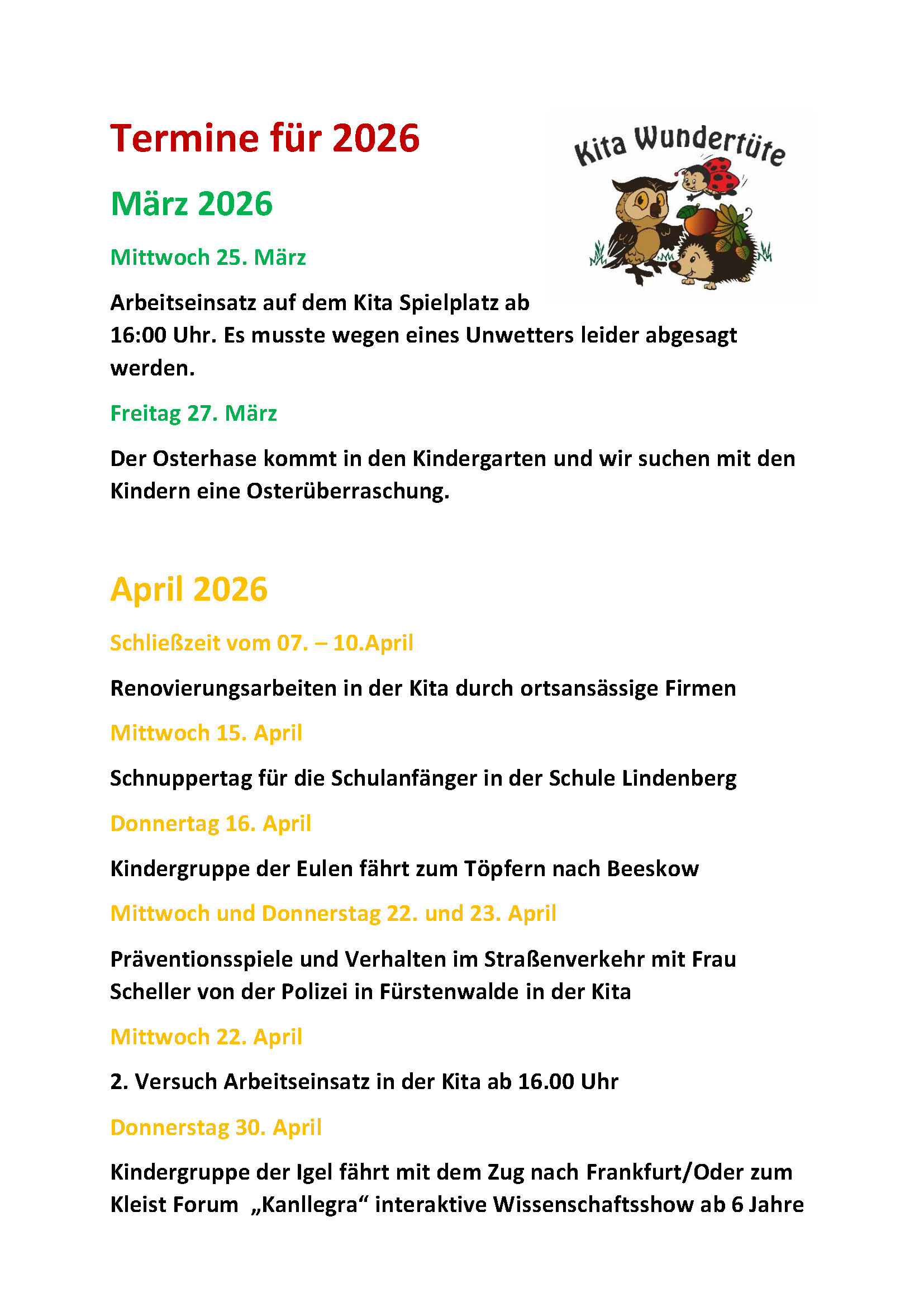 Bild vergr&ouml;&szlig;ern: Termine Kita Buckow 2026 Seite_1