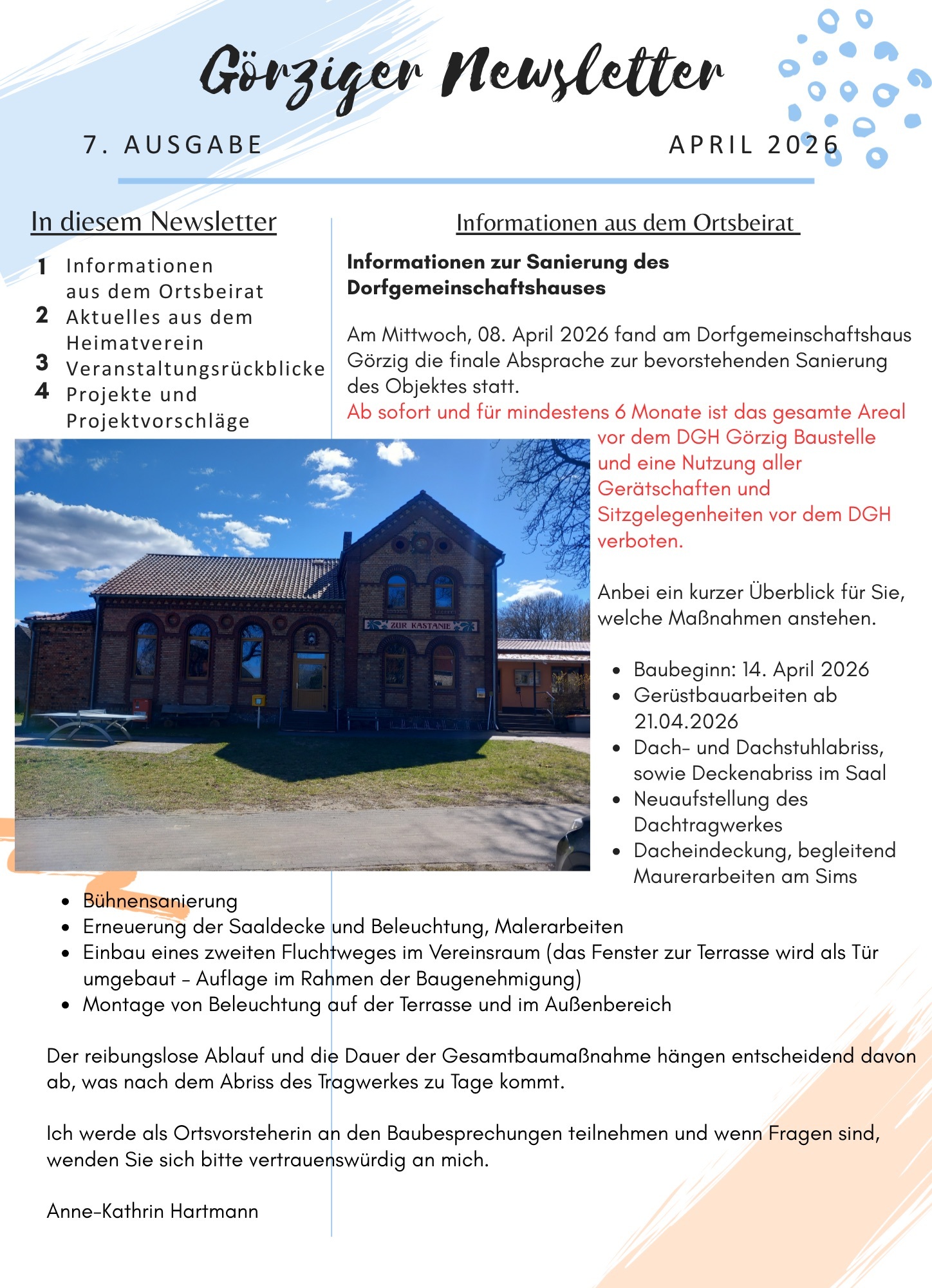 G&ouml;rziger Newsletter April 2026