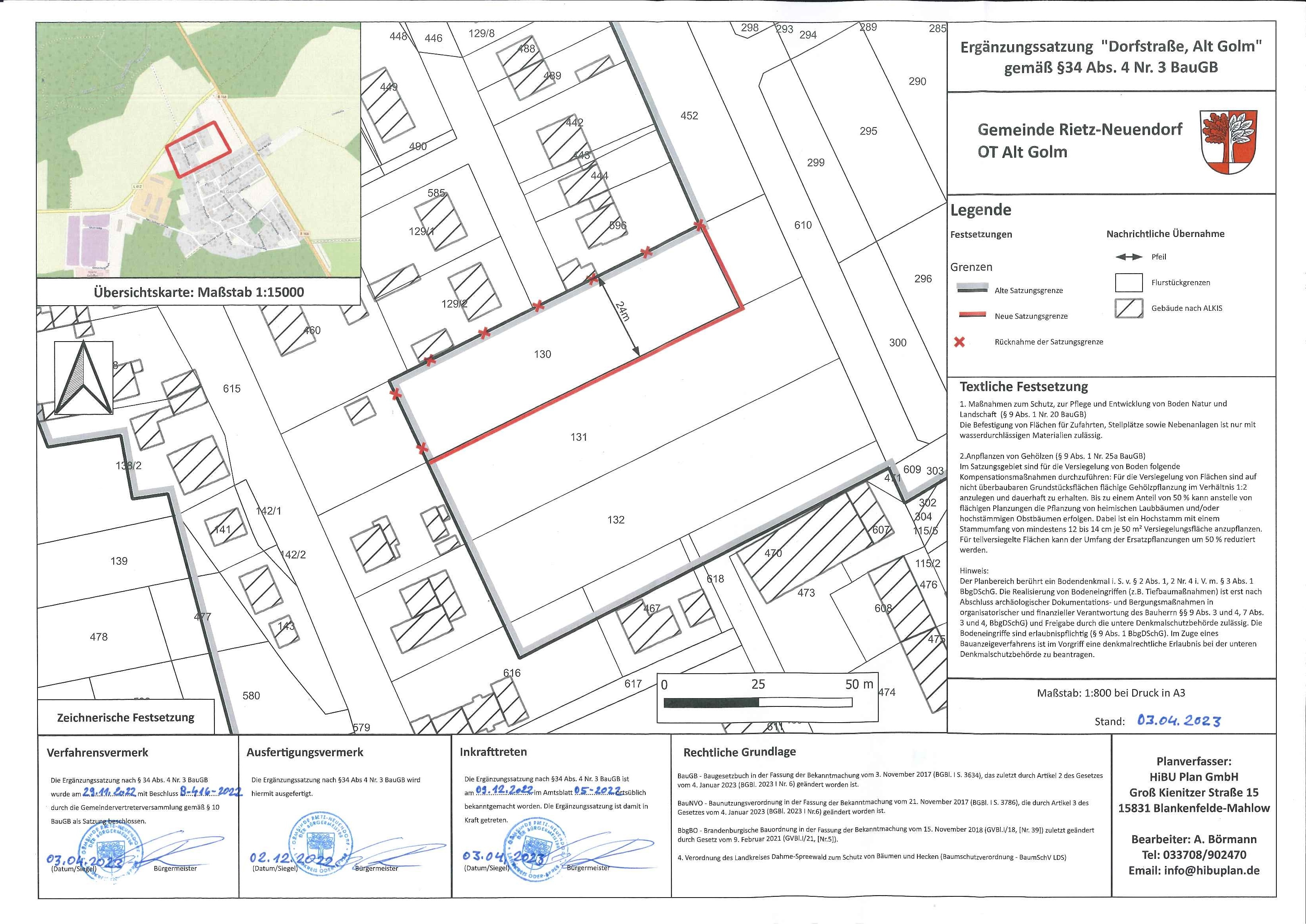 Bild vergr&ouml;&szlig;ern: Erg&auml;nzungssatzung Dorfstra&szlig;e Alt Golm