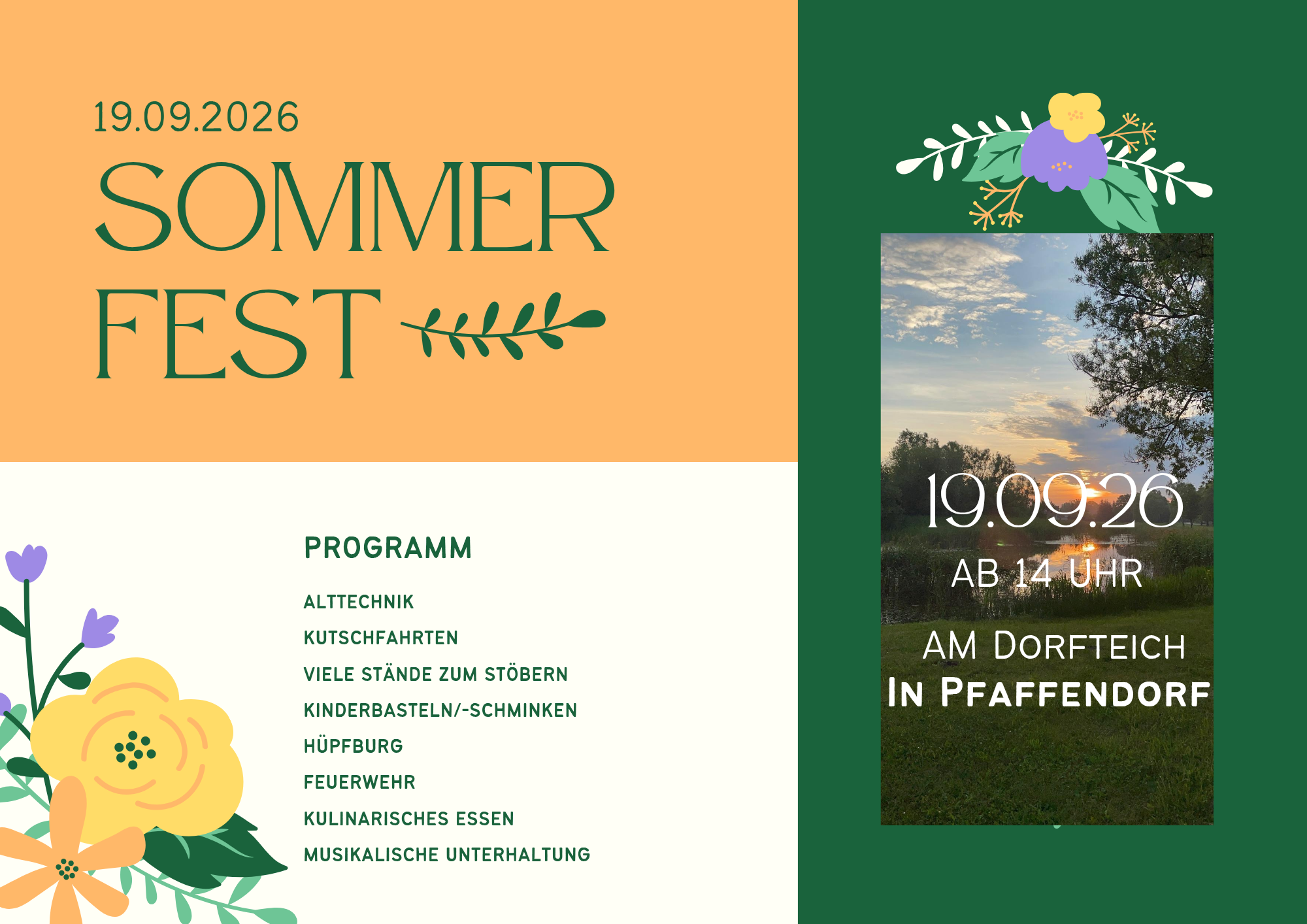 Bild vergr&ouml;&szlig;ern: Sommerfest Event Veranstaltung Gastronomie Floral Illustrativ Orange Gr&uuml;n F_20260728_142450_0000