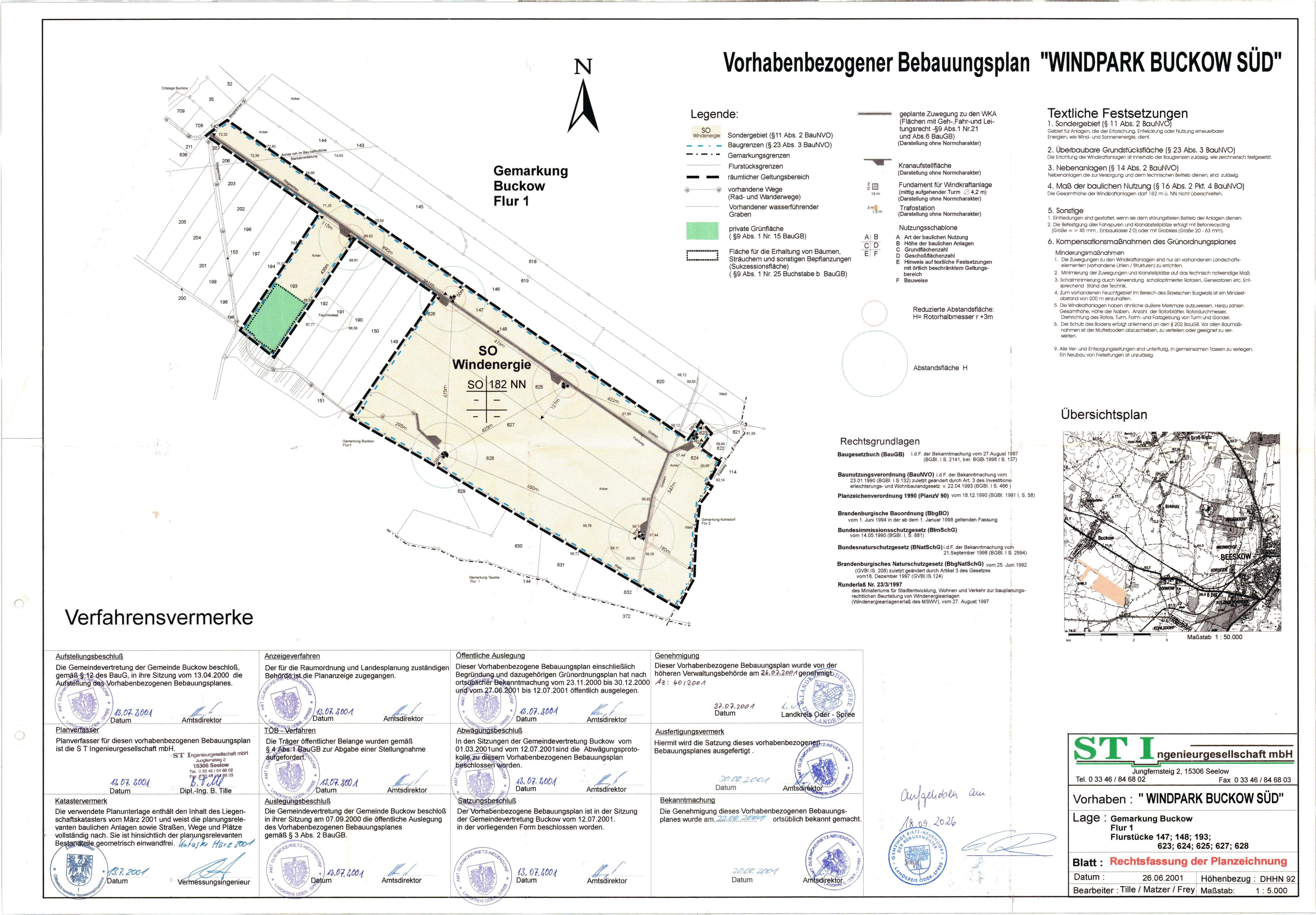 Bild vergr&ouml;&szlig;ern: Satzung B-Plan Windpark B&uuml;ckow S&uuml;d mit Aufhebungsvermerk