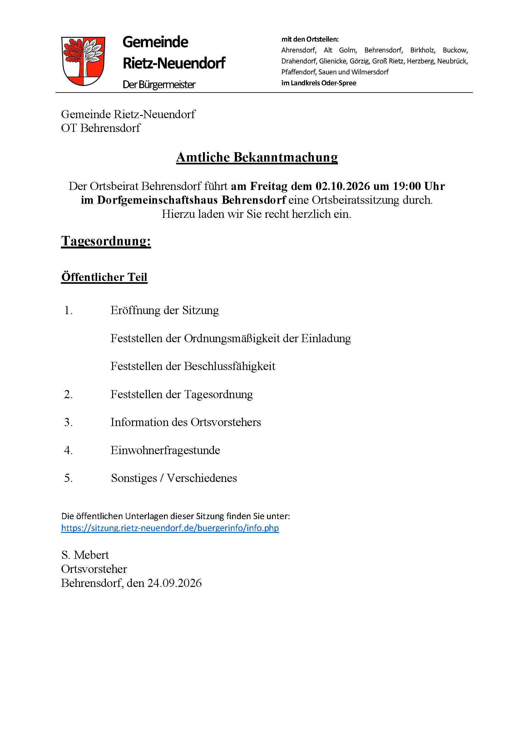 Bild vergr&ouml;&szlig;ern: 20261002 - Einladung Ortsbeiratssitzung Behrensdorf