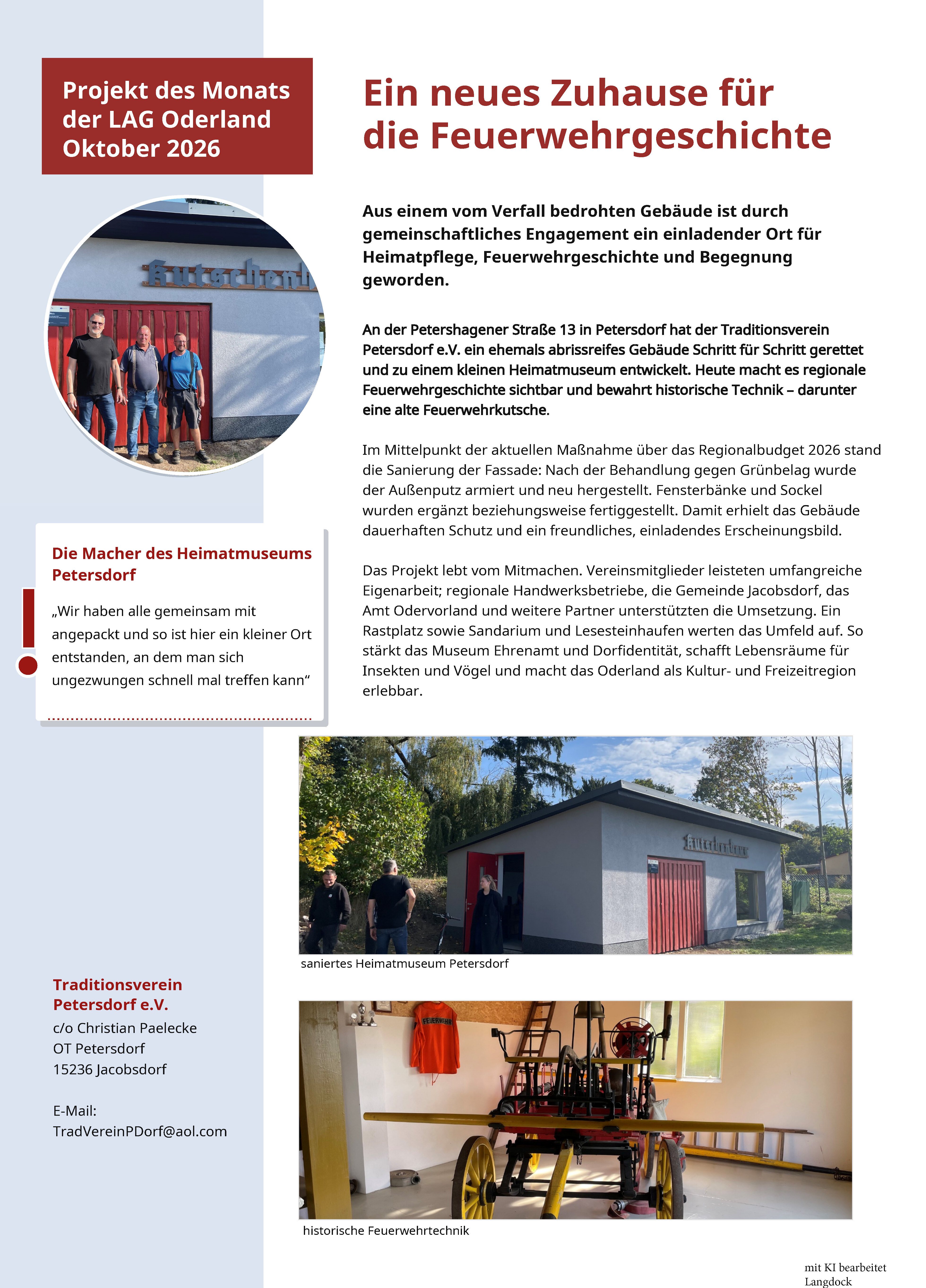 Bild vergr&ouml;&szlig;ern: LEADER PdM Oktober 2026 - Petersdorfer Heimatmuseum